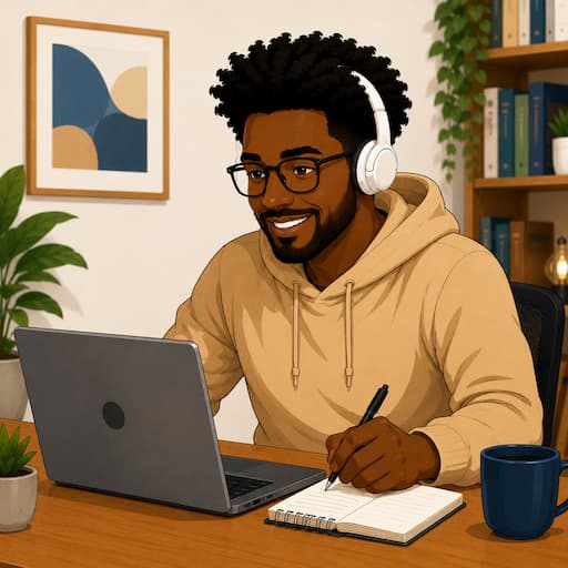 Chico estudiando un curso online